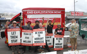 People at the Pathway to Residency petition in Auckland.