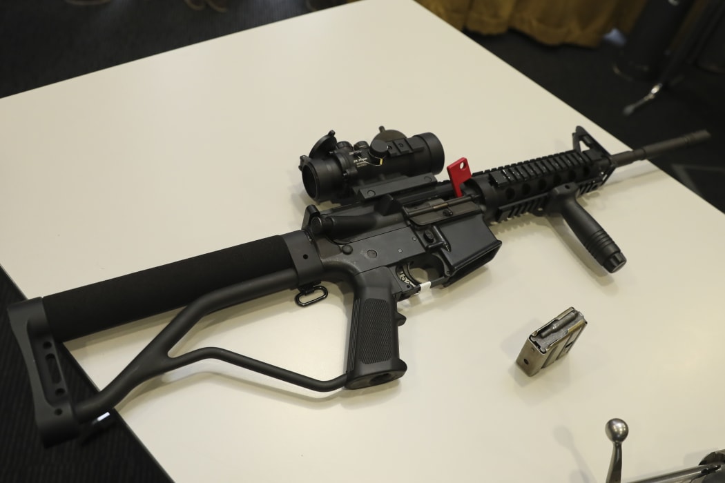 A Norinco 5-point-56, a mock of the M16 rifle, which is now illegal.
