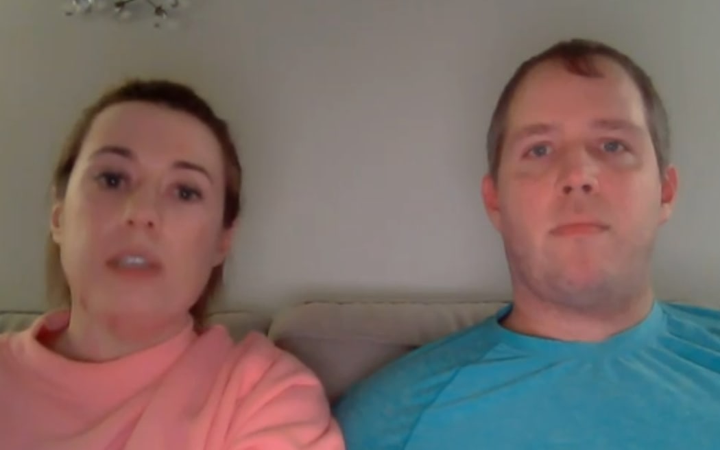 Whakaari eruption survivors Matt and Lauren Urey from Richmond Virginia in the US, a screenshot of their video made for the first anniversary of the eruption.