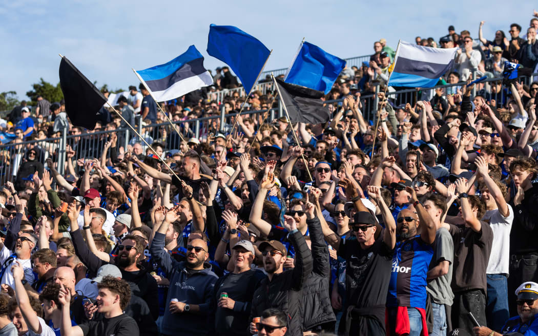 Auckland FC supporters during the A-League football match between Auckland FC v Brisbane Roar held at Go Media Stadium, Mt Smart - Auckland - New Zealand on Saturday.  19 October 2024.
Photo credit: Brett Phibbs / www.photosport.nz