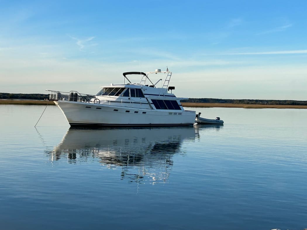 Juleigh Parker and Peter Gray's boat, "Plenty"