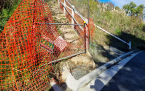 The closed section of Day's Track in the Tāhunanui slump zone, Nelson.