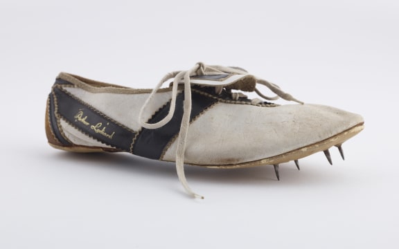 A shoe Peter Snell wore when he won gold at the 1960 Olympics in Rome.
