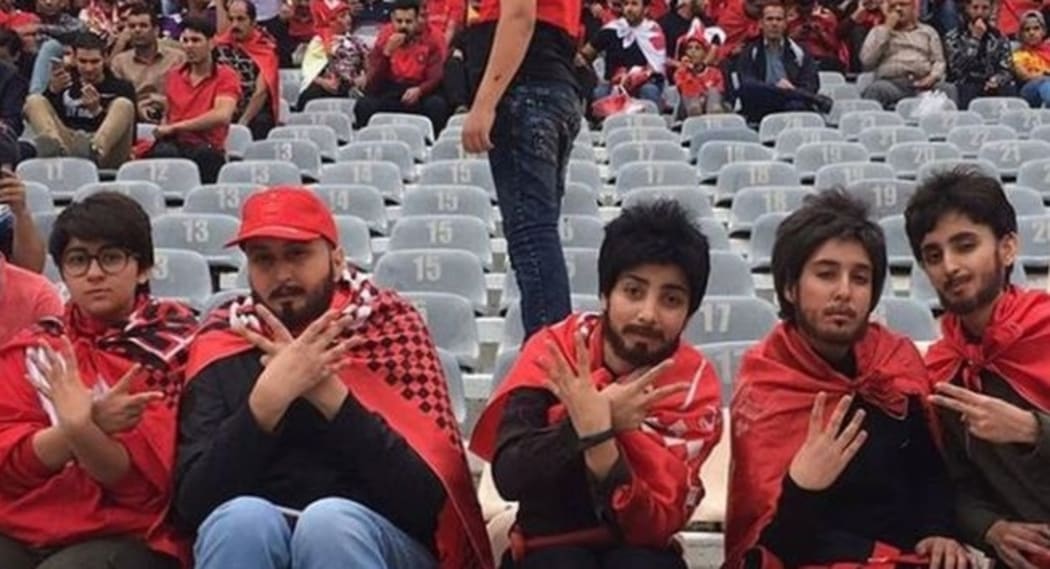This group of women managed to get past security to watch a football game in Tehran.