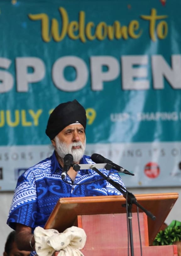 USP vice-chancellor Pal Ahluwalia speaking at a university open day.