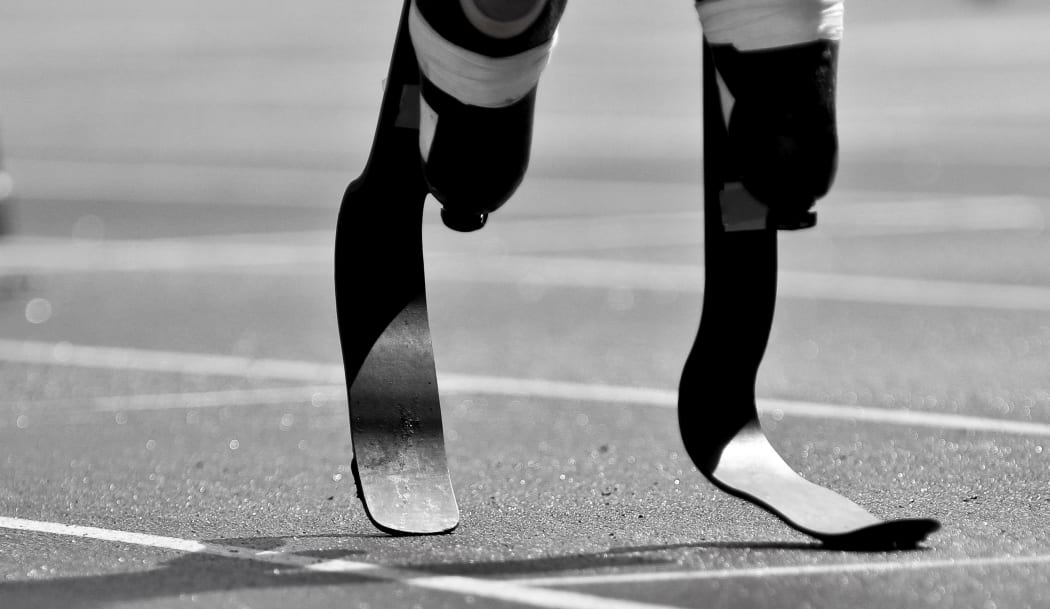 The blades of a Paralympic runner