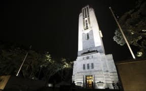 The National War Memorial carillon tower before the commencement of the dawn service