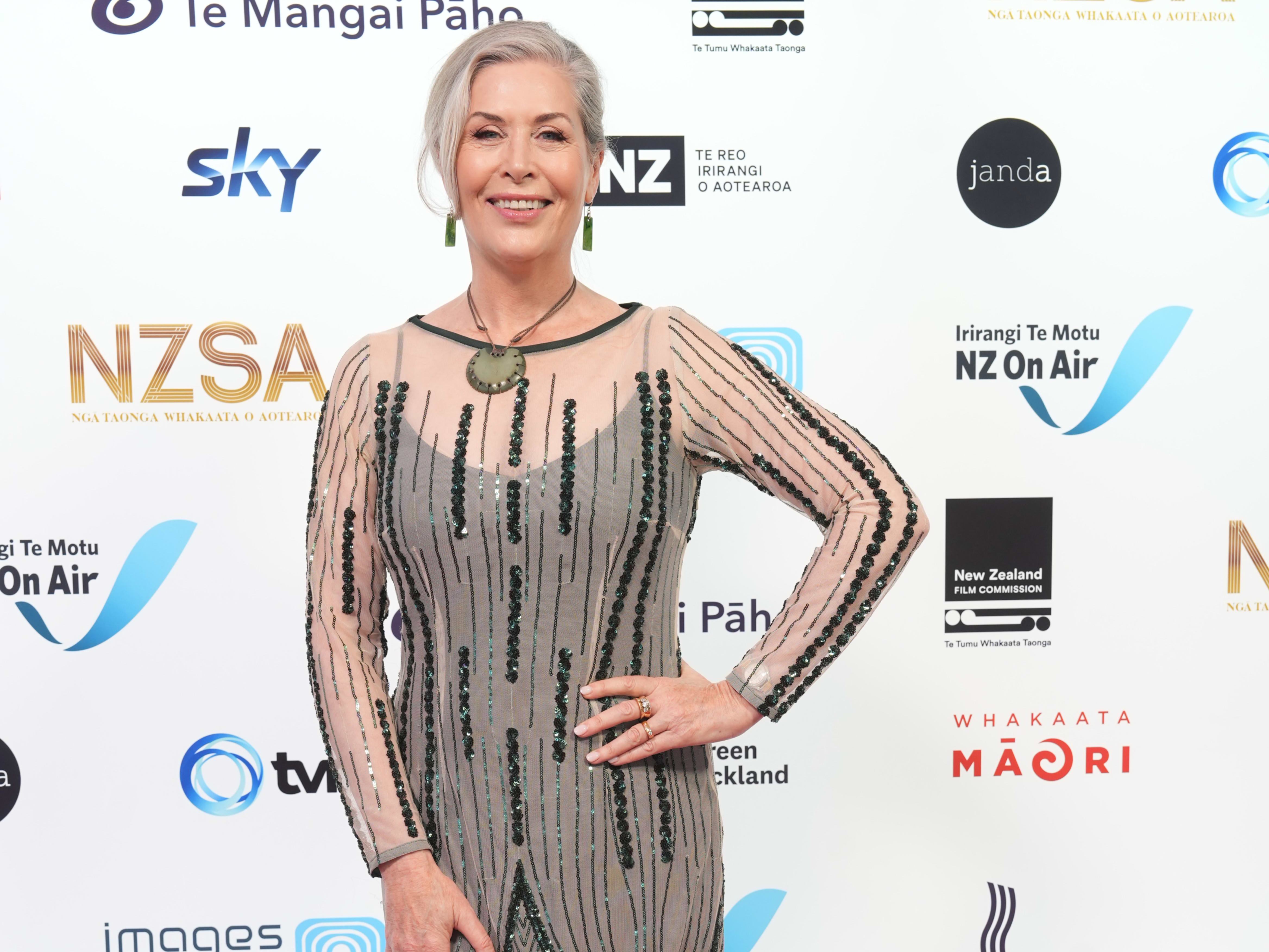 'Double Parked' actress Jennifer Ward-Lealand arrives at the New Zealand Screen Awards.