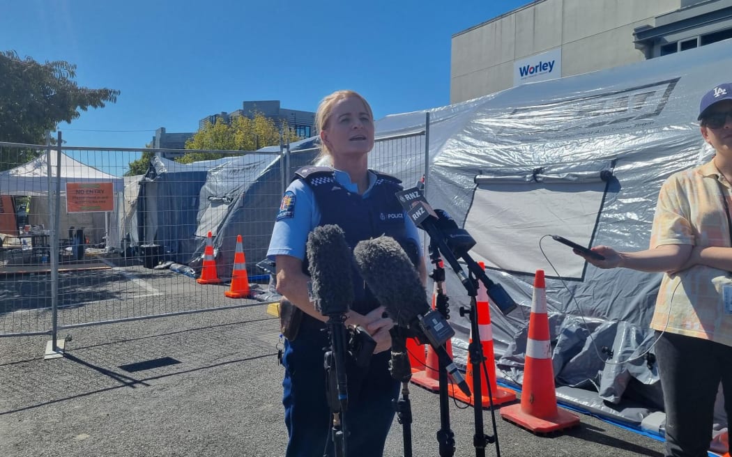 Eastern District Commander Superintendent Jeanette Park speaks to media about the police's response to the storm.