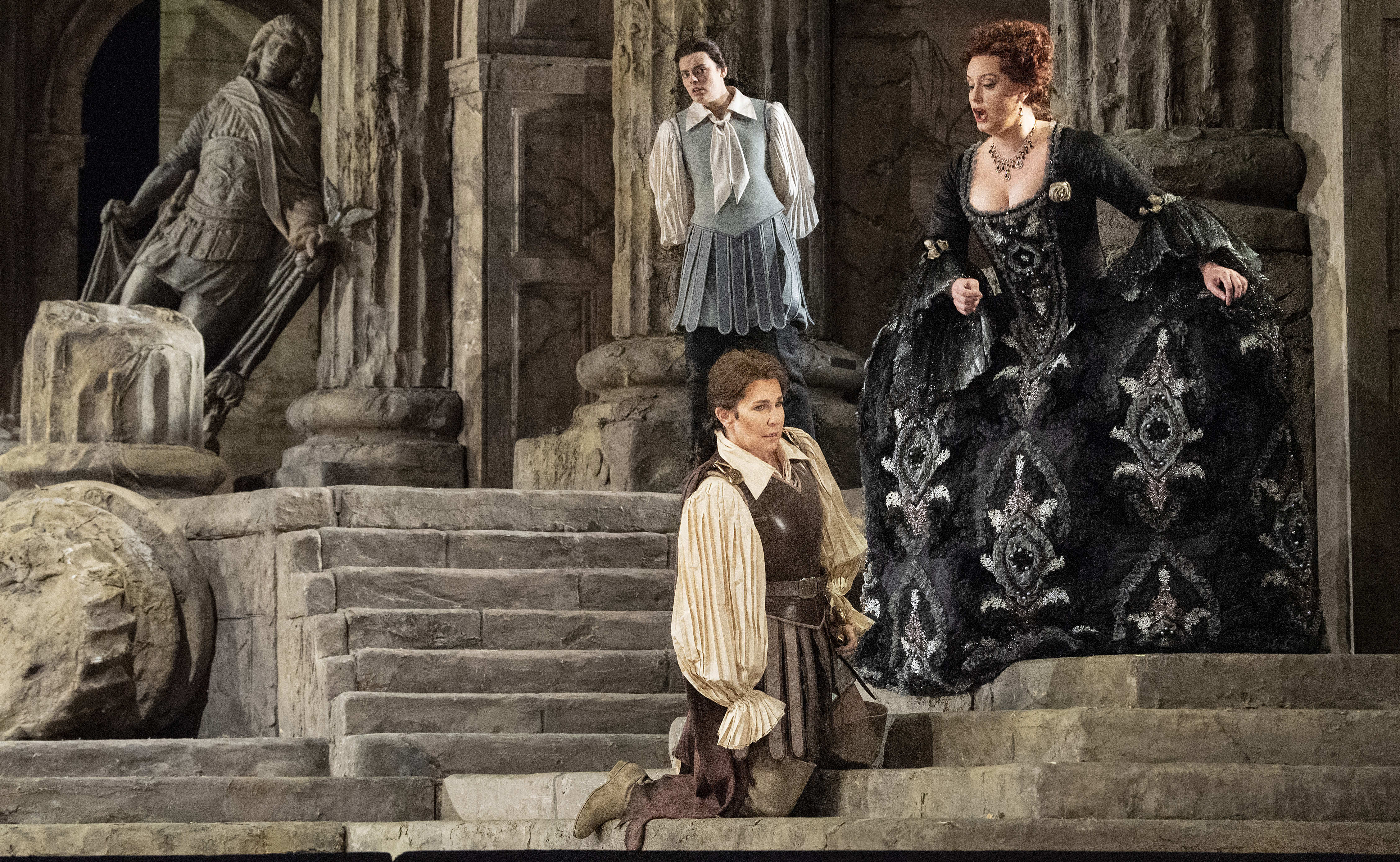 Emily D'Angelo as Annio, Joyce DiDonato  as Sesto, and Elza van den Heever as Vitellia at The Met