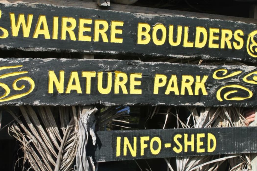 This is an image of a Wairere Boulders sign