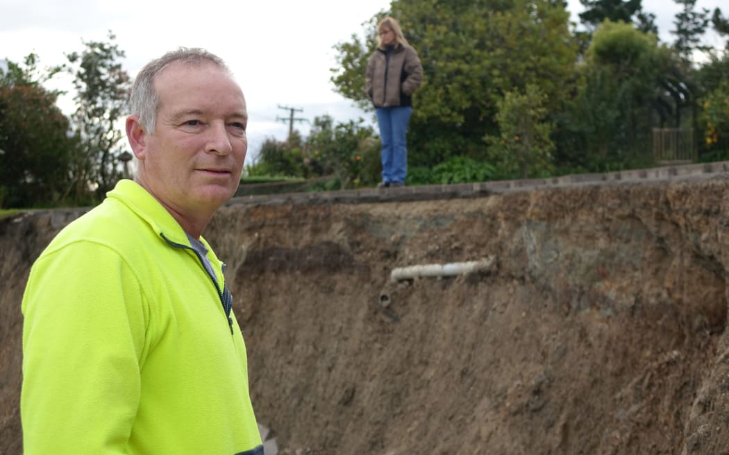 Mark and Nichola Goodier at the slip on their property in 2015.