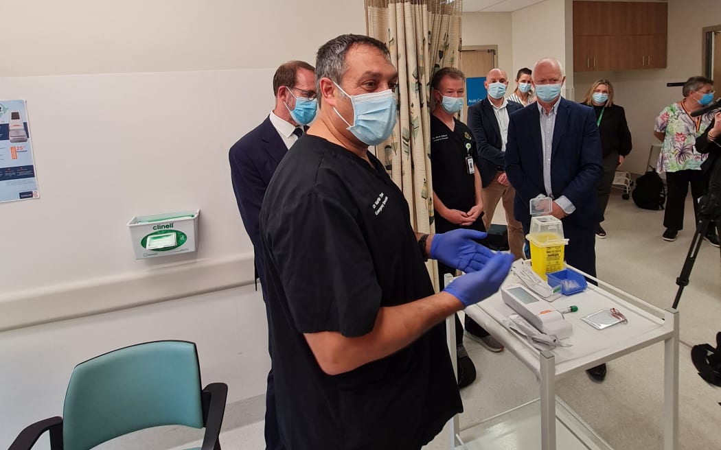 Dr Martin Than talks about technology that can see people suspected of having a heart attack diagnosed in minutes instead of hours, during a presentation at Christchurch Hospital on Wednesday.