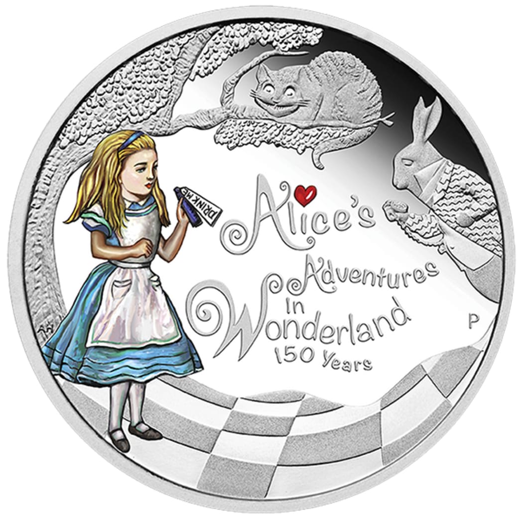 To celebrate the 150th Anniversary of Lewis Carroll’s classic children’s book, the Perth Mint has struck a colorized Alice’s Adventures in Wonderland Silver Proof Coin. Bearing a denomination of $1, this .999 fine silver coin is legal tender on the island nation of Tuvalu.