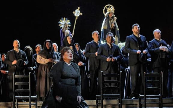 A scene from Cavalleria Rusticana at the Met