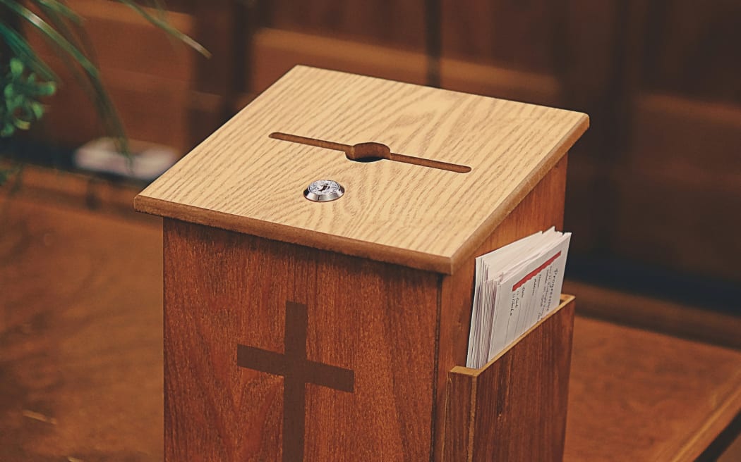 A giving box at a church.