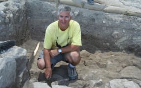 Dr Eric Cline excavating at Megiddo