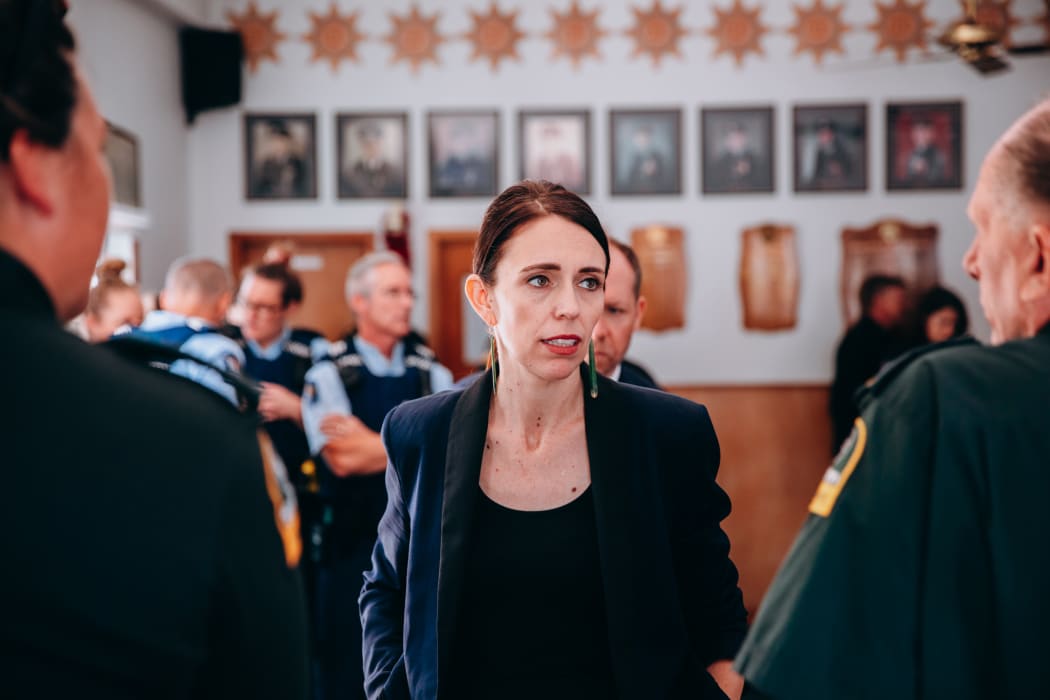 Jacinda Ardern meets first responders in Whakatāne.