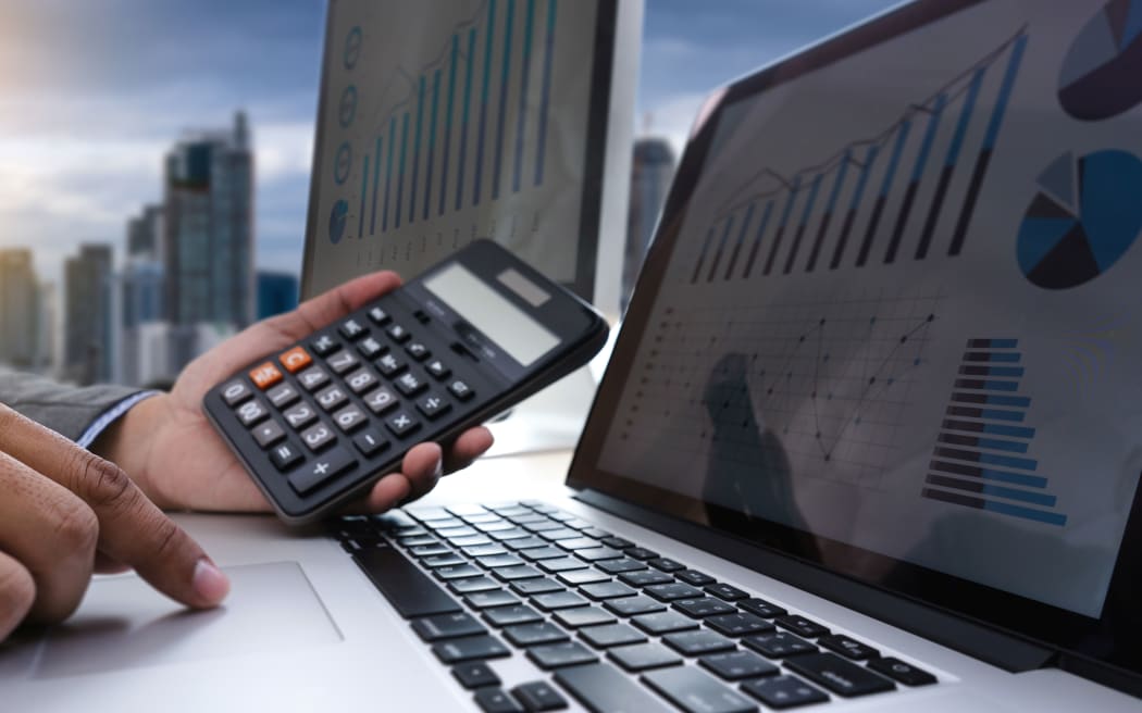 analyzing the work Accounting on Laptop  investment concept.