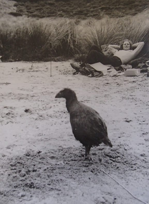 Joan Watson and takahe in 1948.