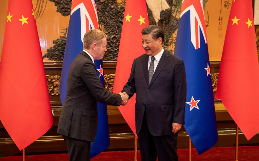 Prime Minister Chris Hipkins meets Chinese President Xi Jinping, 27 June 2023.