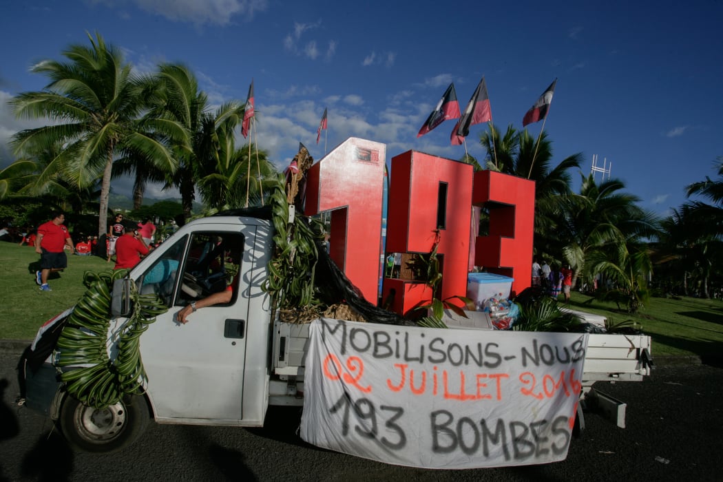 A vehicle of the "193" anti-nuclear association in Papeete