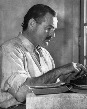 Ernest Hemingway at work