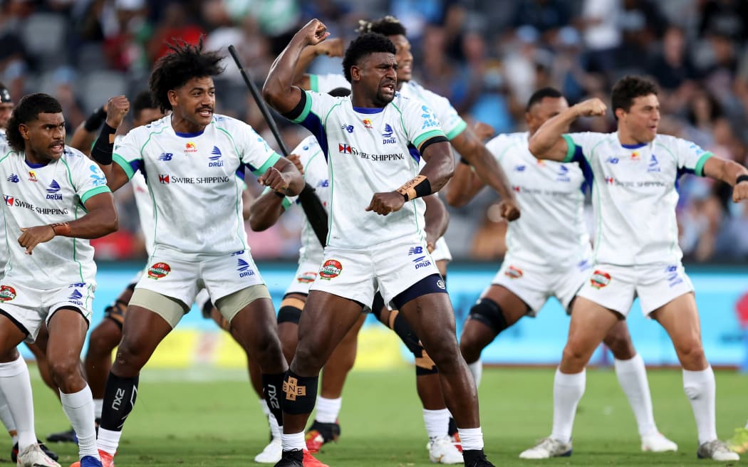Players from Fijian Drua. Round 1 Super Rugby match against NSW Waratahs  Sydney, February 18, 2022. (AAP Image/Brendon Thorne) NO ARCHIVING, EDITORIAL USE ONLY