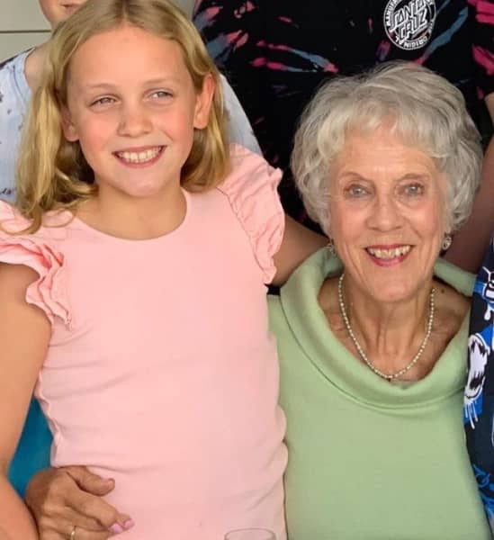 Sue Moody with one of her granddaughters.