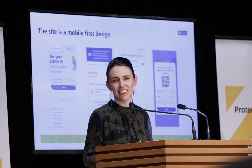 Prime Minister Jacinda Ardern during the daily 1pm Covid-19 update on 5 October 2021.