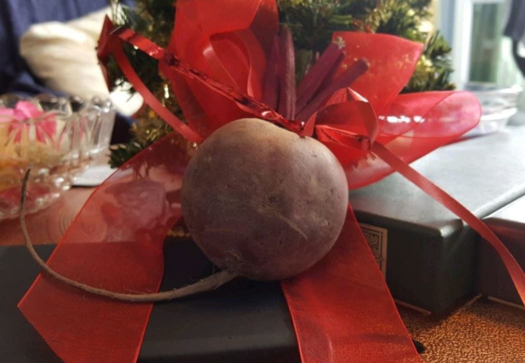 A beetroot is being sold as an unwanted Christmas gift on TradeMe.