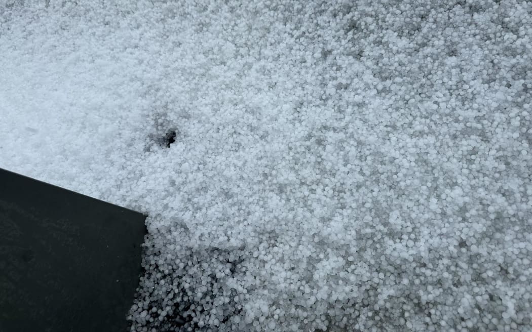 Heavy hail hit the South Island town of Kaiapoi on Tuesday.