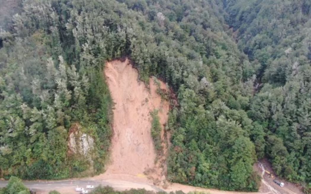 Slip at Lyell on SH6 in Buller