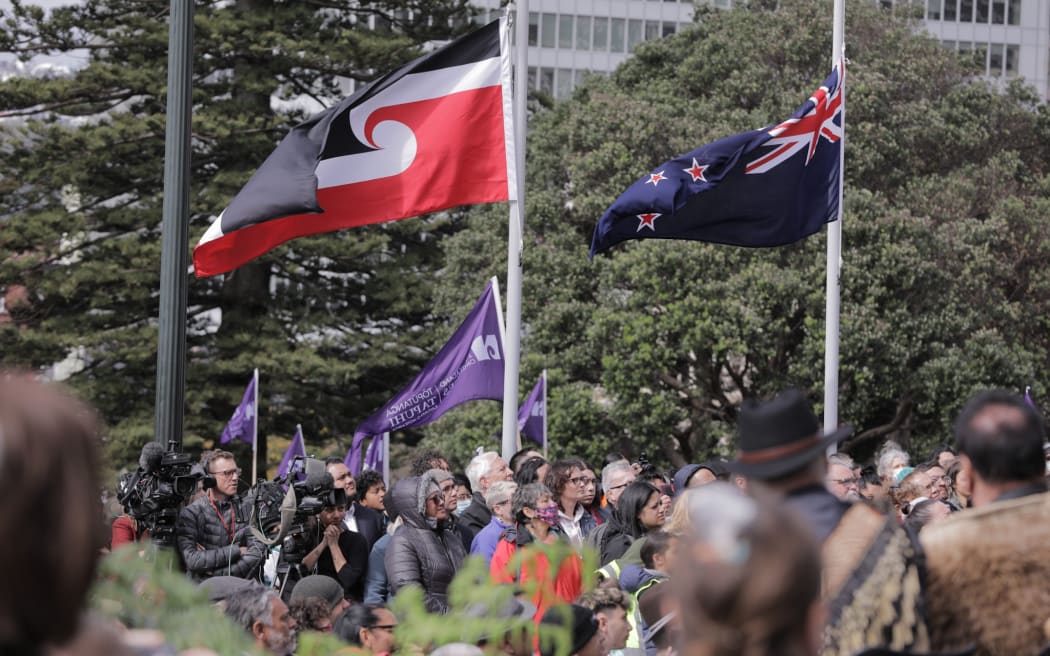 Crowds gathered outside Parliament in Wellington on 14 September, to marks 50 years since the Māori Language Petition was presented to Parliament.