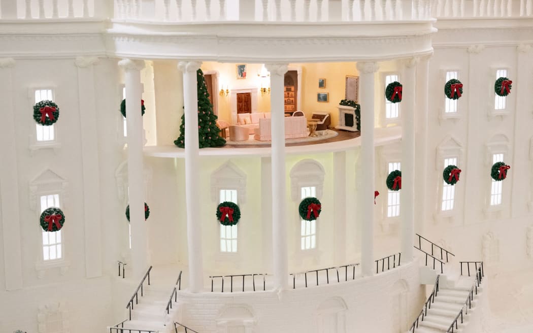 The White House gingerbread house in the State Dining Room.