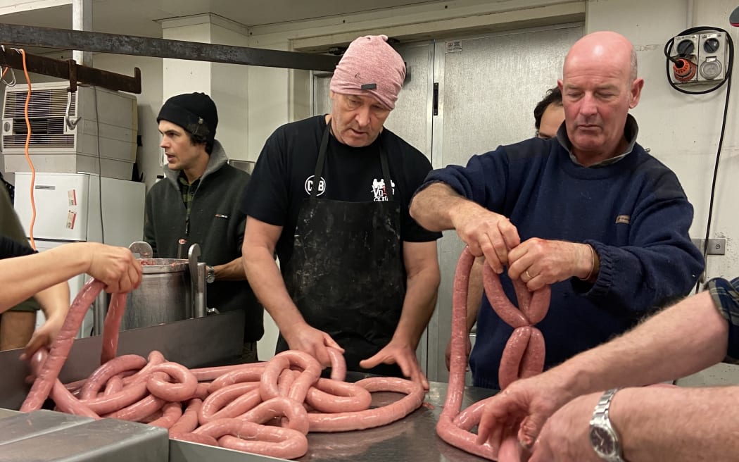 Local farmers get stuck into producing sausages produced from culled deer in Hawke's Bay.