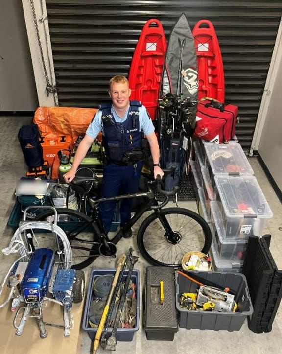 Police supplied this image of the trove of stolen items found.