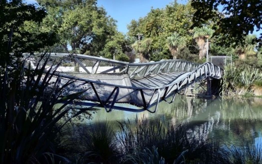 The quake damaged Medway footbridge over the Avon River.
