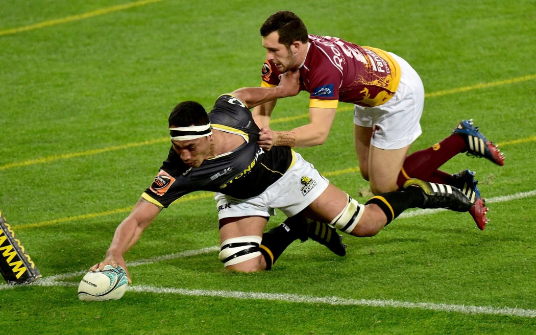 Flanker Galu Taufale, scoring a try here for Wellington, will make his Manu Samoa debut against Wales.