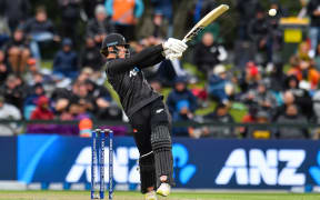 Finn Allen of the Black Caps during the 3rd ODI cricket match against India, 2022.