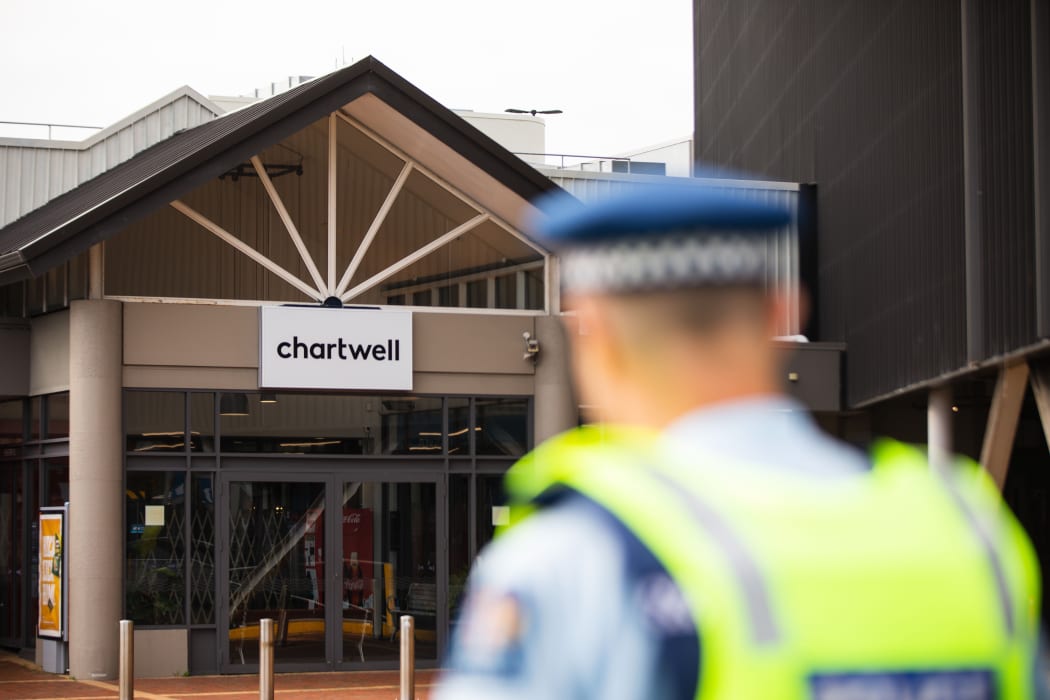 Police teams cordoned off the area near Chartwell Mall in Hamilton after reports of possible homemade explosives on 6 August, 2020.