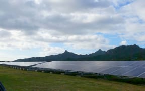 New Zealand Aid mini solar panel farm in the Cook Islands.