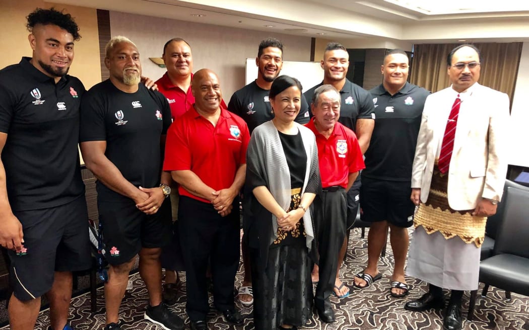 Palei Takai with Tongan players in Japan national team, image from Tonga-Japan Community.