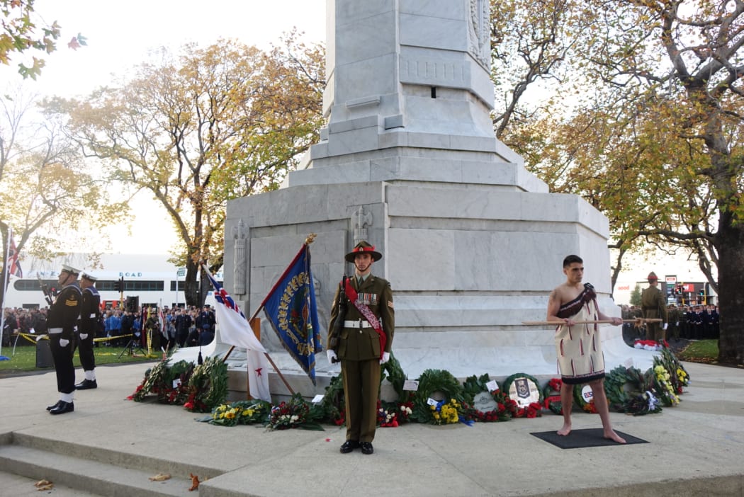 An estimated 10,000 people attended a service at the Queen's Gardens Cenotaph in Dunedin.