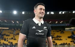 Will Jordan is all smiles after becoming the All Blacks all-time leading try scorer.