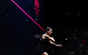 Joelle King of New Zealand competes against Sarah-Jane Perry of England in the Women's Singles Final. Gold Coast 2018 Commonwealth Games, Squash, Oxenford Studios, Gold Coast, Australia. 9 April 2018 Â© Copyright Photo: Anthony Au-Yeung / www.photosport.nz