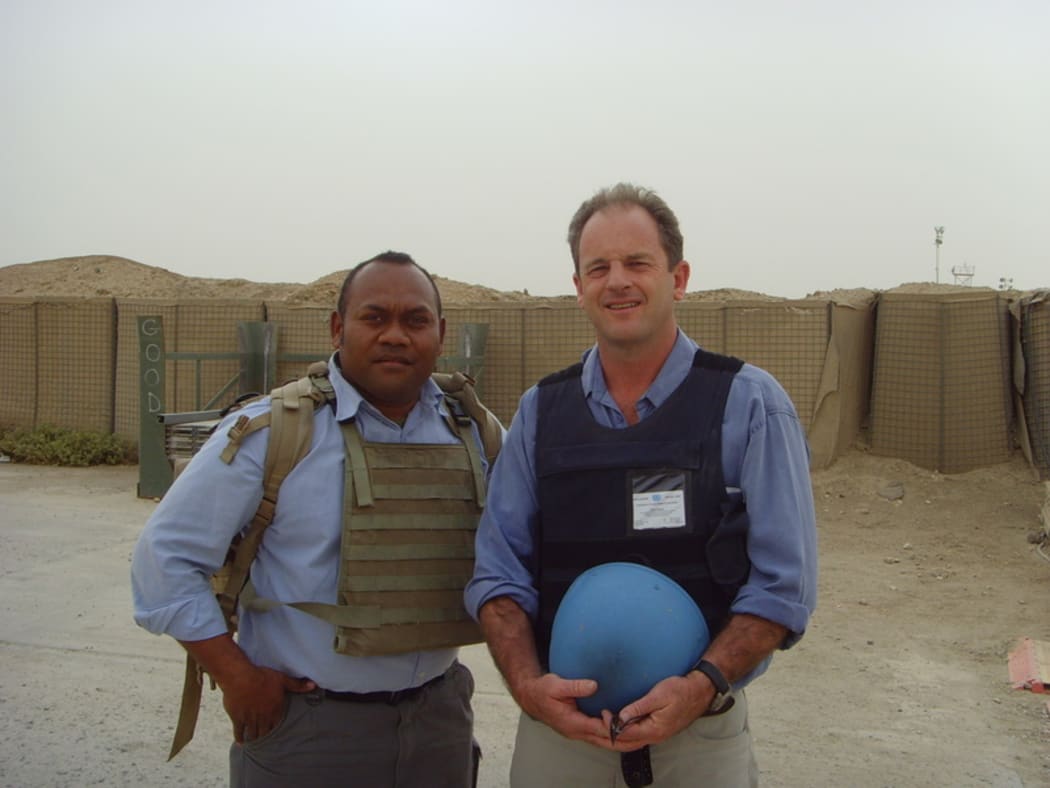 David Shearer in Iraq with his bodyguard, Peni