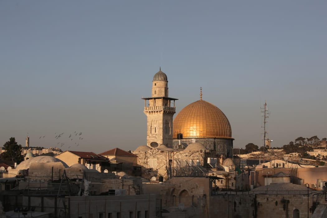 The Dome of the Rock, in the compound known to Muslims as al-Haram al-Sharif (Noble Sanctuary) and to Jews as Temple Mount, in Jerusalem's old city.