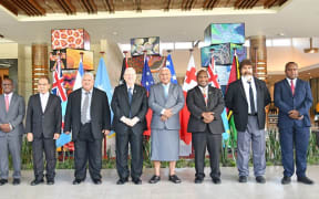 James Marape, third from right, was among Pacific Island leaders who met with Israeli President Reuven Rivlin, centre, in Fiji this week.