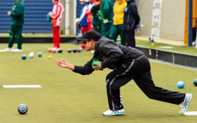 Blackjacks bowls representative Val Smith in action for New Zealand.